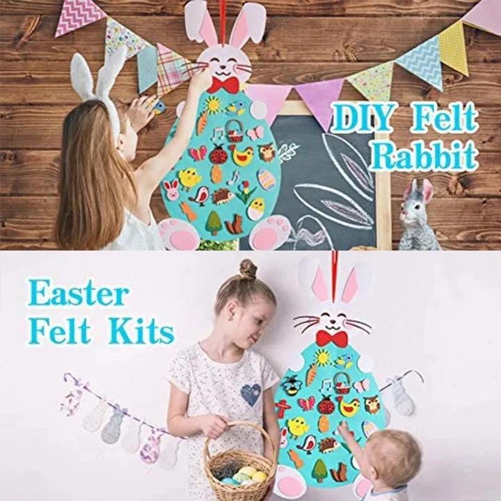 Produktbild Activity Board DIY Filz Ostern Kaninchen Anhänger Set bunte Eier Küken Puzzle Wand hängende Ornament Ostern Party