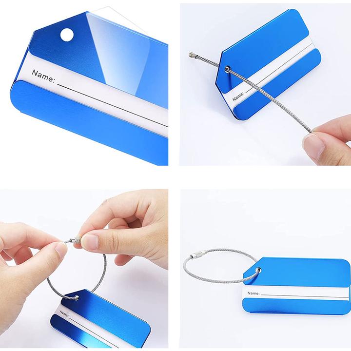 Actual product image Noya Aluminium Kofferanhänger Gepäck-Etiketten Luggage Tag mit Adressschild - Bunt 8er Set (Locks & Trailers)