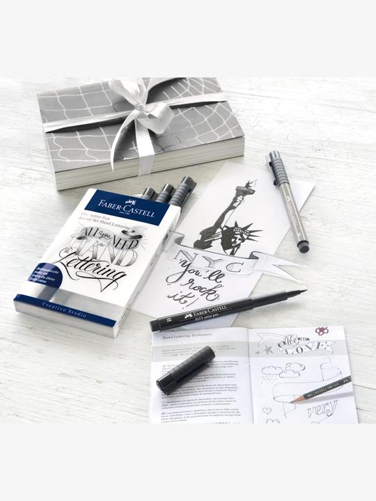 Actual product image Faber-Castell Pitt Artist Pen Handlettering (Black, Gray, 9 x)