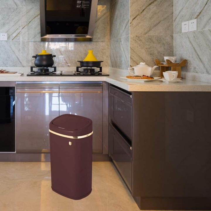 Image du produit BerlingerHaus Poubelle design en métal, avec capteur, 58l, bordeaux (58 l)