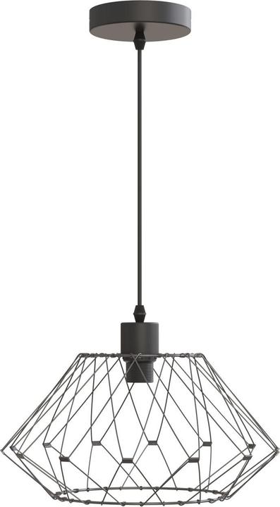 Actual product image Emke Lydia Pendant Light, E27 Retro Single Bulb Metallic Hanging Lamp, Black (E27)