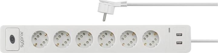 Produktbild Sygonix SY-5145334 Steckdosenleiste 12fach Weiss, Grau Schutzkontakt 1 St. (12 x, CEE 7/3, 1.40 m)