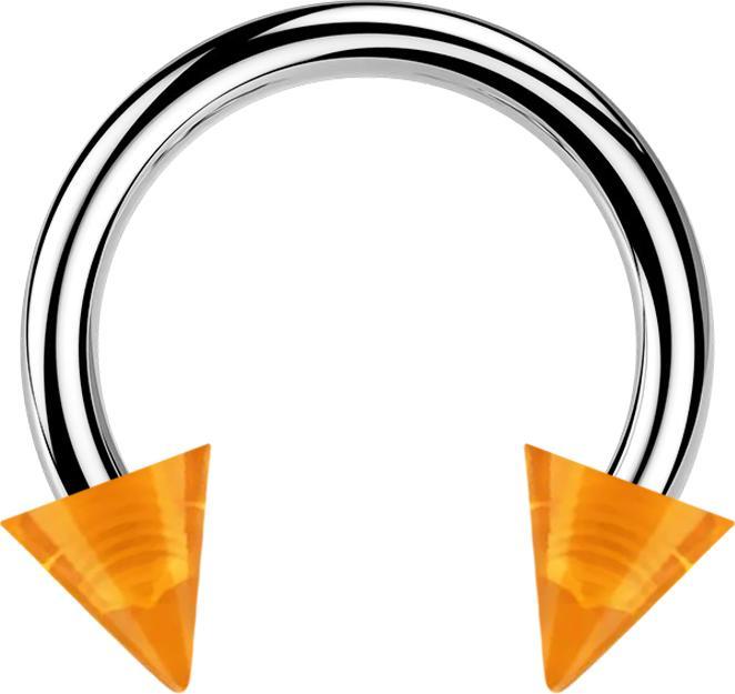 Immagine prodotto Star Piercing Circular Barbell silber mit zwei Cones orange transparent (senza ottone, Acrilico, Acciaio chirurgico 316L)