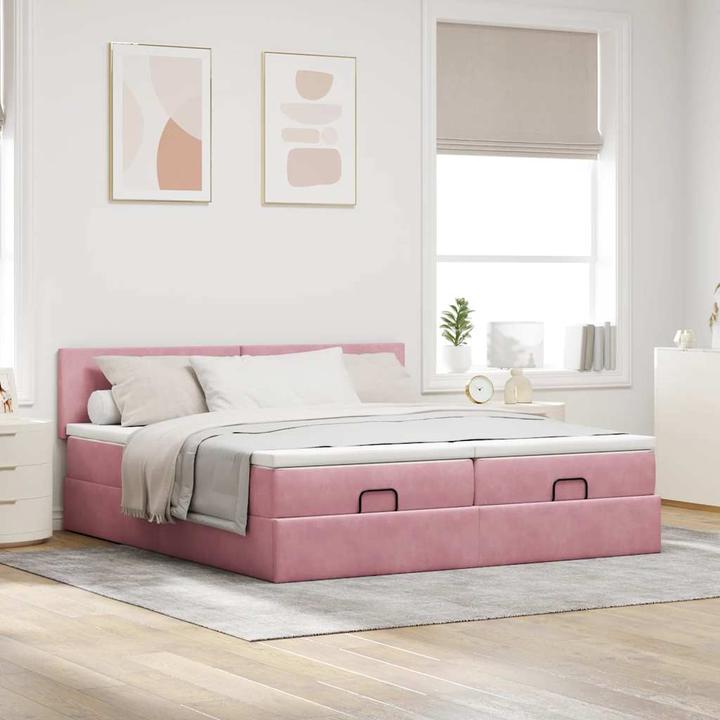 Immagine prodotto VidaXL Letto ottomano con materassi rosa 200x200 cm in velluto (200 x 200 cm)