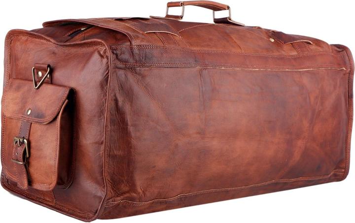 Actual product image Only-Bags.Store Mens Full Grain Leather Travel Bag with Flap, Overnight Weekender Bag, Travel Bag for