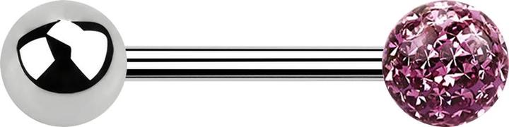 Produktbild Star Piercing Barbell silber mit Kugel und Kristall Kugel hellviolett Epoxy Schutzschicht (Chirurgenstahl 316L, ohne Messing)