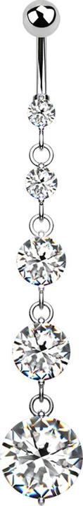 Immagine prodotto Star Piercing Banana in argento con ciondolo in cristallo a forma di palla e palla in argento con quattro (Acciaio chirurgico 316L, Ottone)