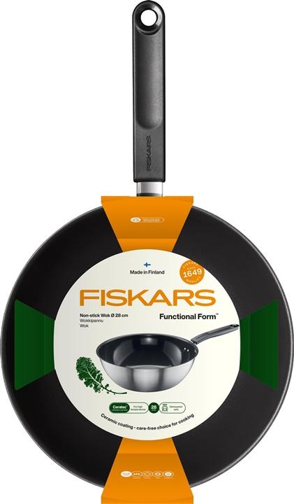 Produktbild Fiskars PAN WOK FF 28CM CERAMIC COATED 1072313 (28 cm, Wok Pfanne, Edelstahl)