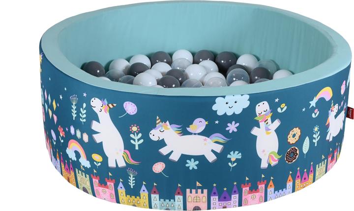 Produktbild Knorrtoys Bällebad soft - "Unicorn petrol" - 150 balls grey/white/transparent (7 cm)