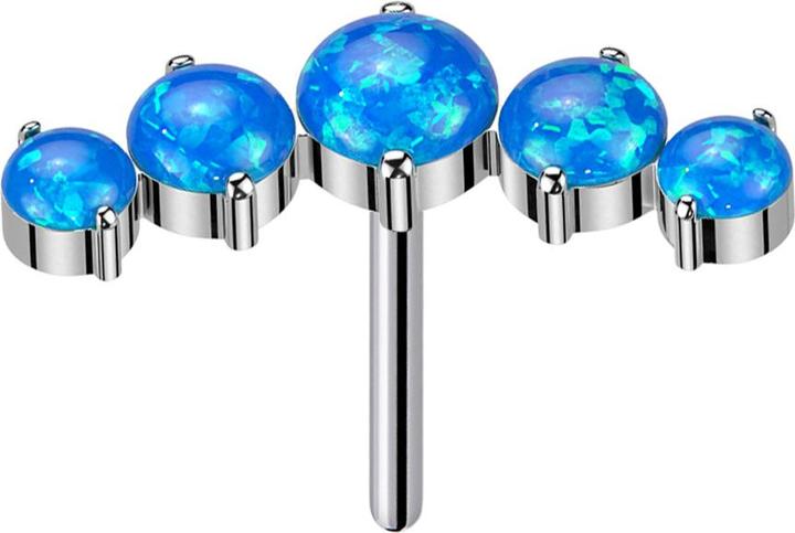 Actual product image Star Piercing Threadless curved silver five opals blue (without brass, Titanium G23)