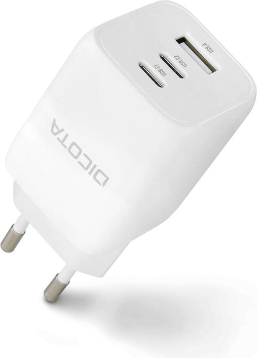 Actual product image Dicota Compact 3-Port GaN Wall Charger (65W) EU white (65 W)