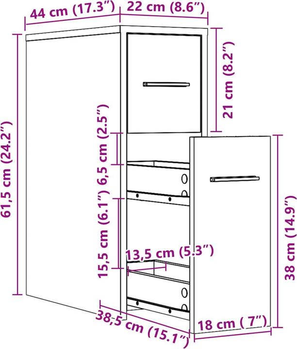 Produktbild VidaXL Badschrank Schmal mit Rollen