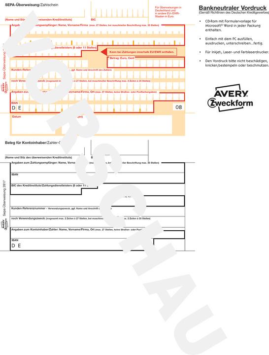 Produktbild Avery Überweisung/Zahlschein (200 x)