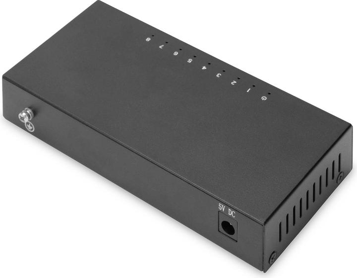 Actual product image Digitus 8-Port Switch, 10/100 Mbps Fast Ethernet, Unmanaged, Metall Housing (8 Ports)