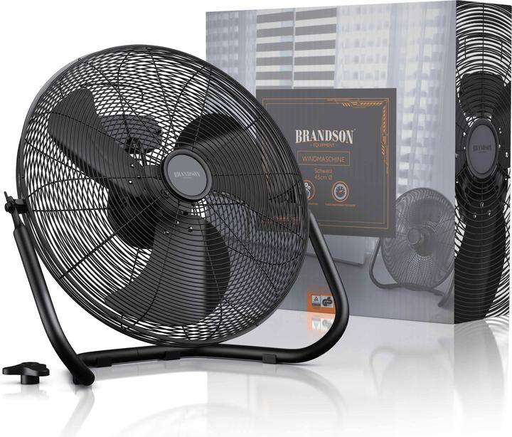 Produktbild Brandson Windmaschine, Bodenventilator im Retro Stil, hoher Luftdurchsatz, 120W, Schwarz, 50 cm Ø, neigbar
