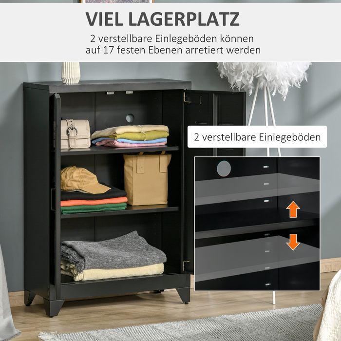 Image du produit Swisshandel24 Sideboard Armoire à dossiers avec portes à lamelles Armoire à vêtements Armoire de stockage avec (75 x 33 x 110 cm)