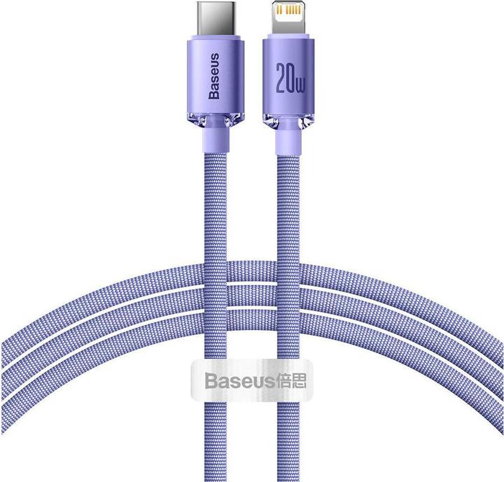 Actual product image Baseus Crystal Shine Series Fast Charging Data Cable Type-C to iP 20W 1.2m Purple (1.20 m, USB 2.0)