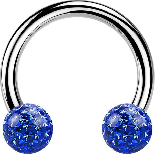Produktbild Star Piercing Micro Circular Barbell silber mit zwei Kristall Kugeln dunkelblau Epoxy Schutzschicht (Titan G23, ohne Messing)