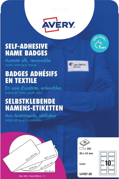 Image du produit Avery Etiquettes nominatives 80 x 50 mm, 20 Blatt