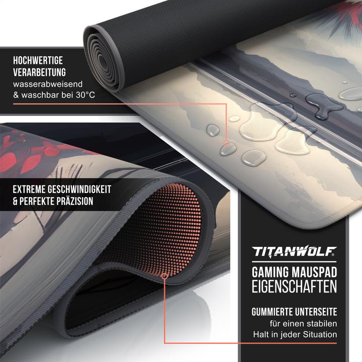 Immagine prodotto Titanwolf Tappetino per mouse da gioco, tappetino per mouse da gioco 900 x 400 mm XXL speed, tappetino per (XXL)