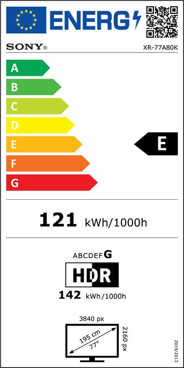 Energie-Label Sony OLED XR-77A80K (77", A80K, OLED, 4K, 2022)
