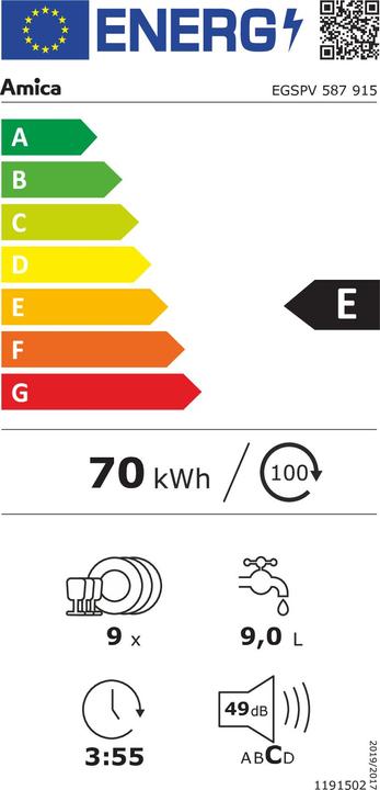 Label énergétique Amica EGSPV 587 915