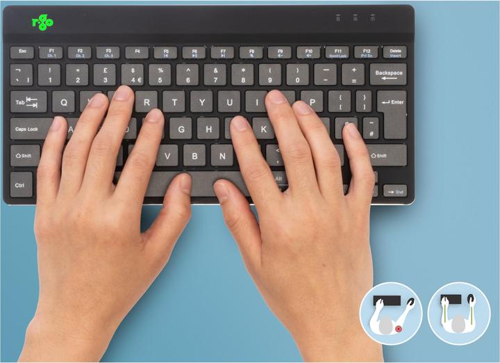 Produktbild R-Go Tools R-Go Compact Break ergonomische Tastatur, QWERTZ (DE), bluetooth, schwarz (DE, Kabellos)