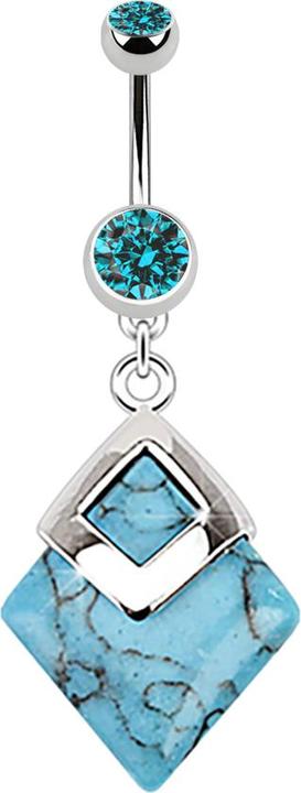 Star Piercing Banane silber mit Anhänger Türkis Stein (Mineralisch, ohne Messing, Chirurgenstahl 316L)