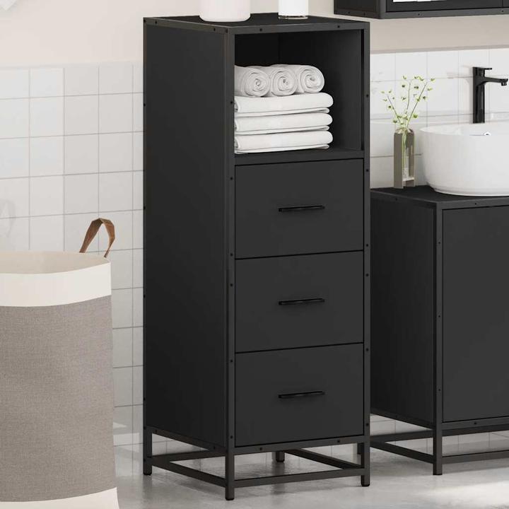 Produktbild VidaXL Badschrank Schwarz 35x37,5x100 cm Holzwerkstoff
