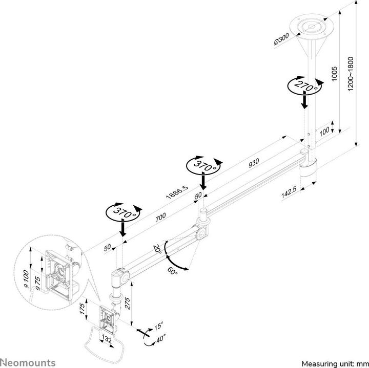 Produktbild Neomounts Fpma-Hac100hc (Decke, 32")