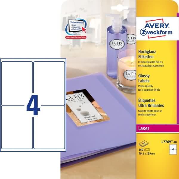 Actual product image Avery Glossy labels