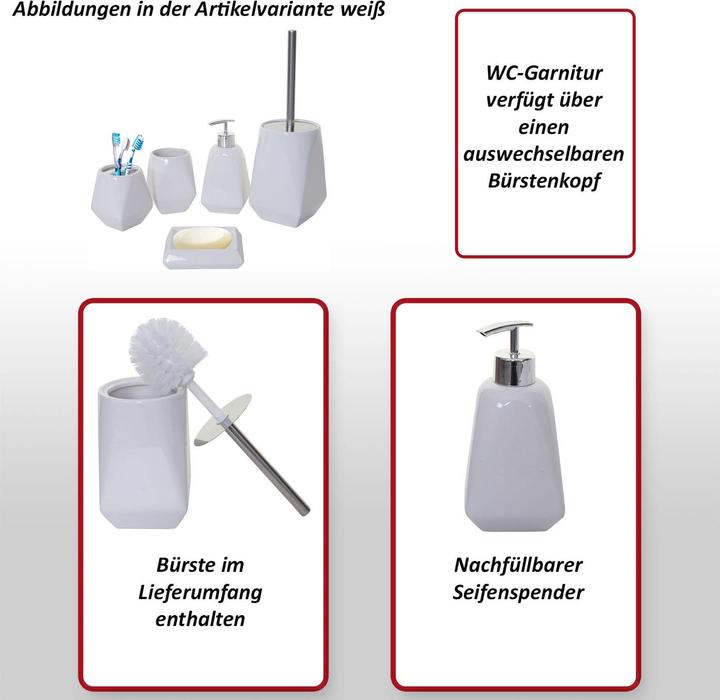 Image du produit Swisshandel24 Ensemble de salle de bains 5 pièces, ensemble WC Accessoires de salle de bains, céramique - noir