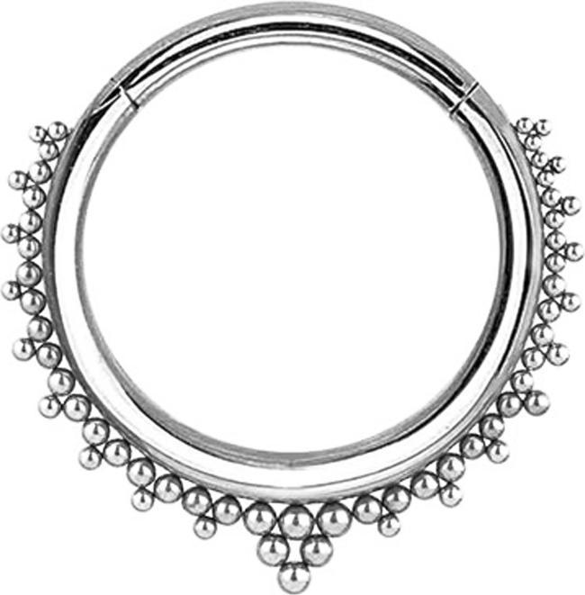 Star Piercing Ohrgewicht Segmentring klappbar silber Kugeln Dreiecke (ohne Messing, Chirurgenstahl 316L)