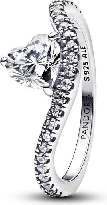 Produktbild Pandora Wavy PavÃ© Heart Ring (56, 925 Silber)