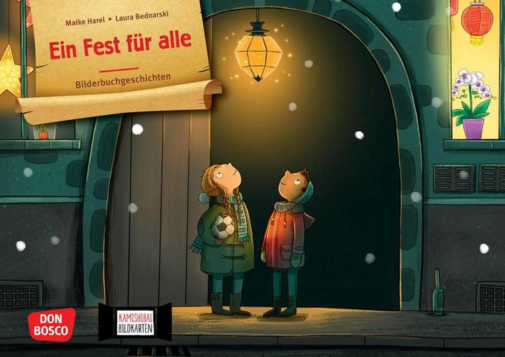 Produktbild Ein Fest für alle. Schneinachten in der Nachtigallstrasse. Kamishibai Bildkartenset (Deutsch, Maike Harel, 2024)