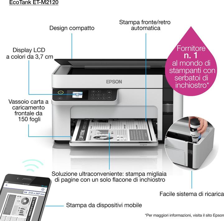 Produktbild Epson EcoTank ET-M2120 (Tintenpatrone, Schwarz-Weiss)