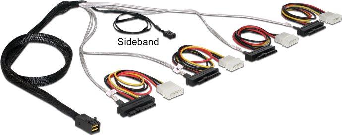 Actual product image Delock Cable Mini SAS HD x 4 SFF 8643 male > 4 x SAS 29 Pin SFF 8482 female