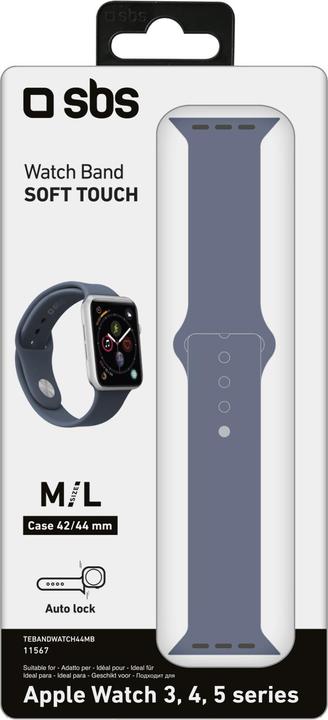 Produktbild SBS Armband Grösse M/L für Apple Watch Series 3/4/5/6/7/SE 44mm blau (44 mm, Silikon)