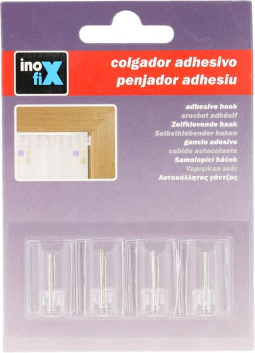 Image du produit Inofix Crochets adhésifs pour tringles à rideaux, transparents 4 pièces