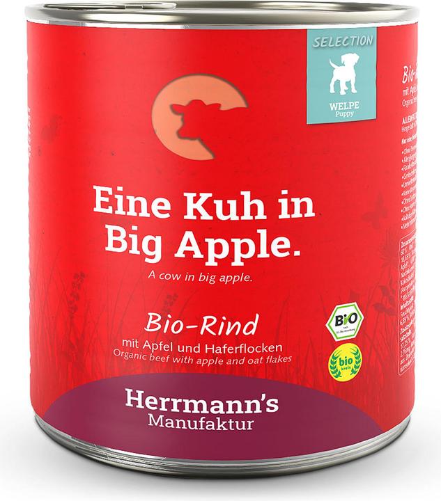 Actual product image Herrmanns Selection Puppy Organic Beef with Apple and Oat Flakes (Puppy + kitten, 1 pcs., 800 g)