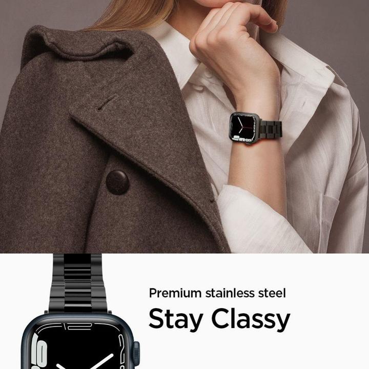 Actual product image Spigen MODERN FIT BAND Apple Watch 4 / 5 / 6 / 7 / 8 / SE (38 / 40 / 41MM) BLACK (38 mm, 40 mm, 41 mm, Stainless steel)