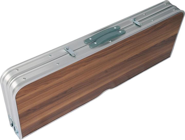 Image du produit Wiltec Table pliante Valise Alumium Deux bancs 90x66x70 cm Finition Bois Table de camping Fête Barbecue