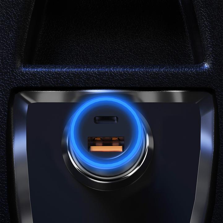 Actual product image Dudao Car Charger 45W PD + QC5.0 1xUSB+1XType C