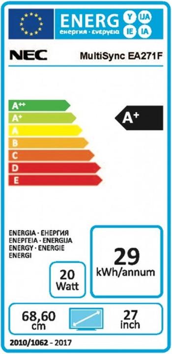 Energie-Label NEC 27 L MS EA271F BK (1920 x 1080 Pixel, 27")
