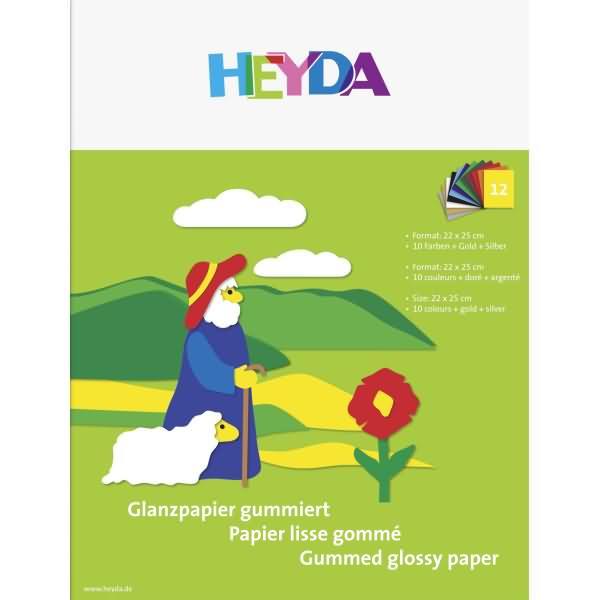 Produktbild Heyda Glanzpapier-Heft "Farbig sortiert", 22 x 25 cm, 12 Blatt (80 g/m², 1 x)