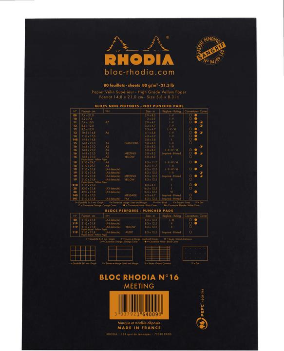 Immagine prodotto Rhodia Blocchi pinzati 80g Basi (A5, Rigatura speciale, Copertina rigida)