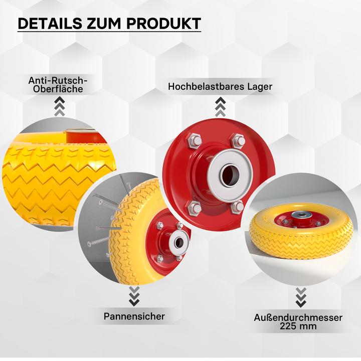 Produktbild Wiltec Schubkarren PU Rad 2.80/2.50-4 Vollgummi Polyurethan Reifen pannensicher