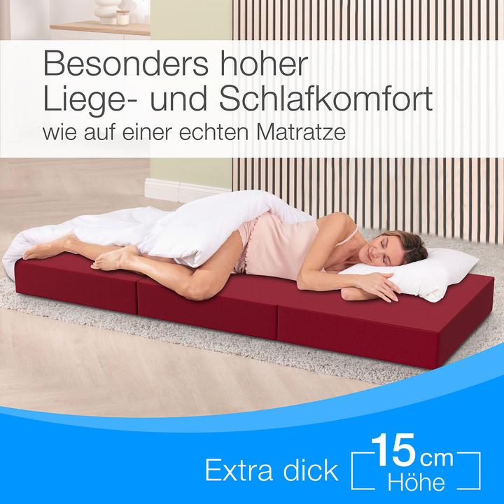 Produktbild Bestschlaf Klappmatratze, 3-teilige Faltmatratze, Reisebett, Gästematratze (75 x 195 cm, Schaumstoffkern)