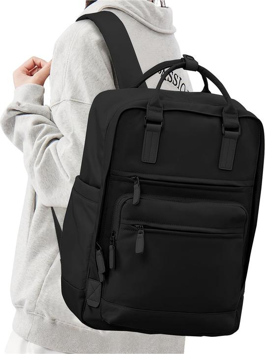 Actual product image Only-Bags.Store Solid colour computer laptop backpack, simple preppy style school bag, casual nylon travel sports