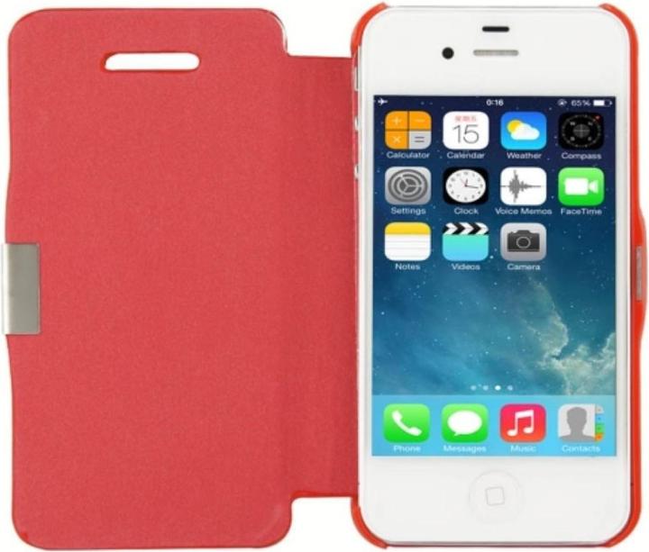 Produktbild König Design Handyhülle Tasche für Apple iPhone 4 / 4s Rot gebürstet (Apple iPhone 4, LG G4s)